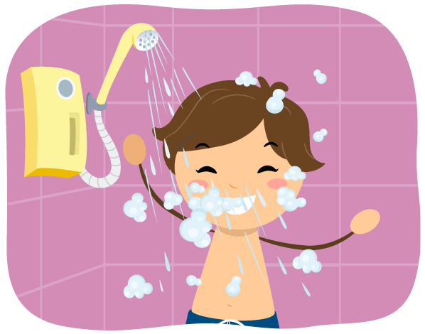 プール熱の予防にシャワー